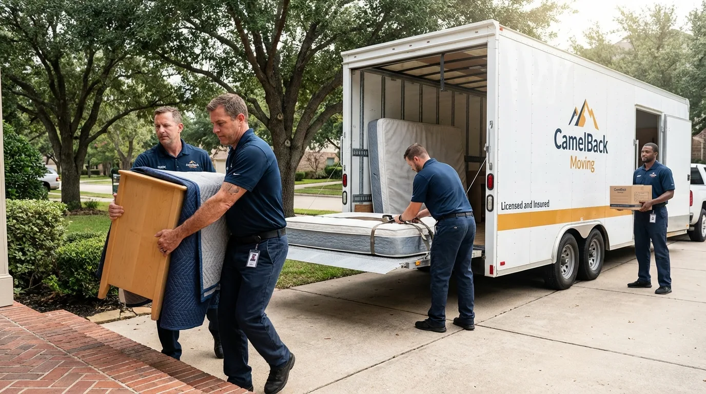 Crew loading residential truck for cross-state move from Draper, UT